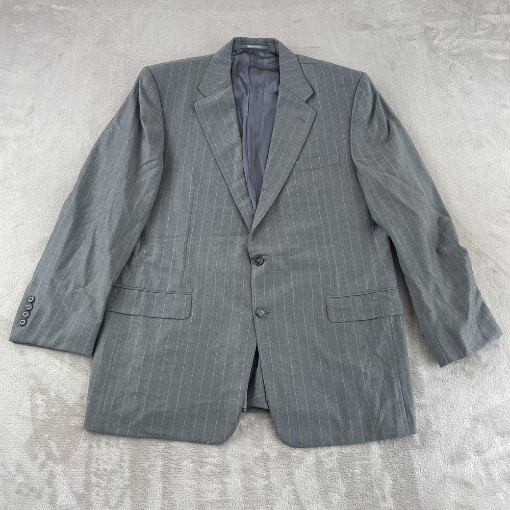 Hickey Freeman X Loro Piana 130's Wool Sport Coat Blazer Men 44R Grey Striped